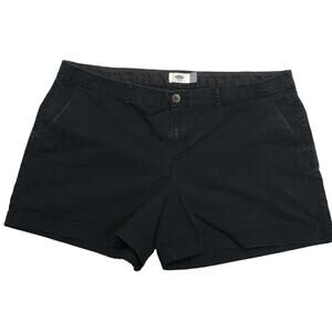 Old Navy Shorts 4" Inseam Flat Front Black Twill Women's‎ 14 Casual Cotton Blend